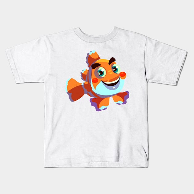 Clown Fish Cartoon Illustration Kids T-Shirt by Mako Design 